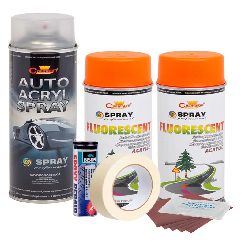Kit complet reparatie si vopsire jante culoare orange fluorescent, v2