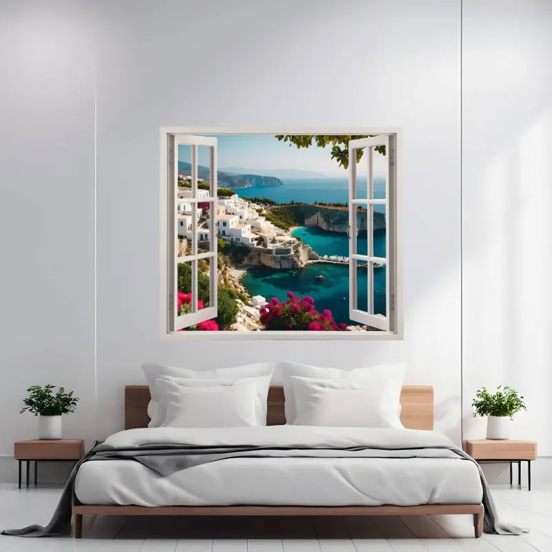 Folie imprimata color pentru decor perete locuinta, dimensiune 125 x 110cm, model: view to haven 14