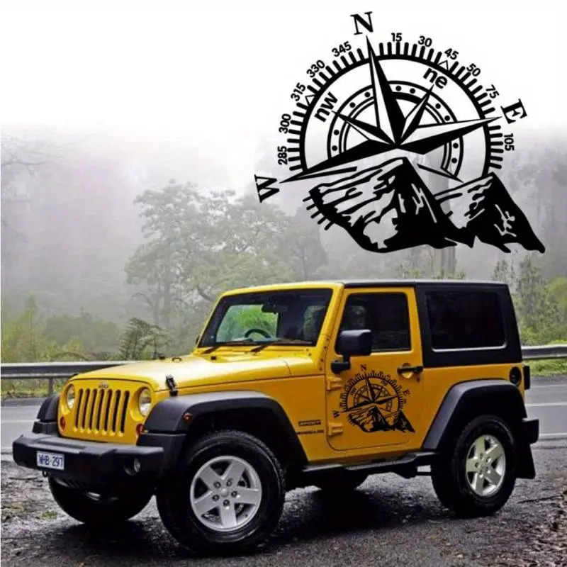 Sticker autoadeziv pentru vehicule off road, model "kompass", dimensiune 44 x 55 cm, culoare neagra
