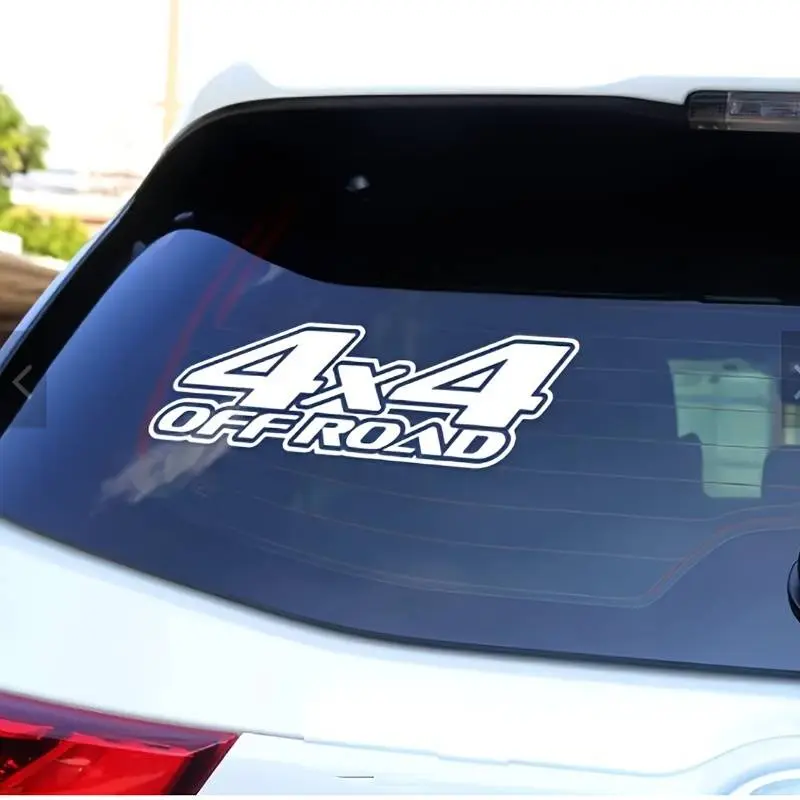 Sticker autoadeziv pentru vehicule off road, model "4x4 off road", dimensiune 29 x 11 cm, culoare alba