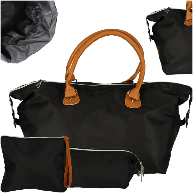 Set 3 piese, geanta de calatorie multifunctionala pentru carucior, set culoare negra, pentru mamiciv