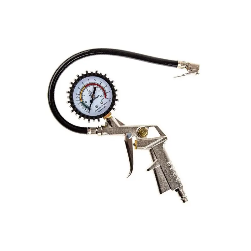 Pistol pneumatic de umflat cu manometru, presiune maxima 12 bar, conexiune 1/4" carguard