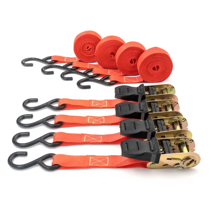 Set 4 chingi cu clichet, rezistent la 680 kg/chinga, tuv/gs – 25 mm × 4.5 m – 680 kg - carguard - calitate si siguranta garantata!