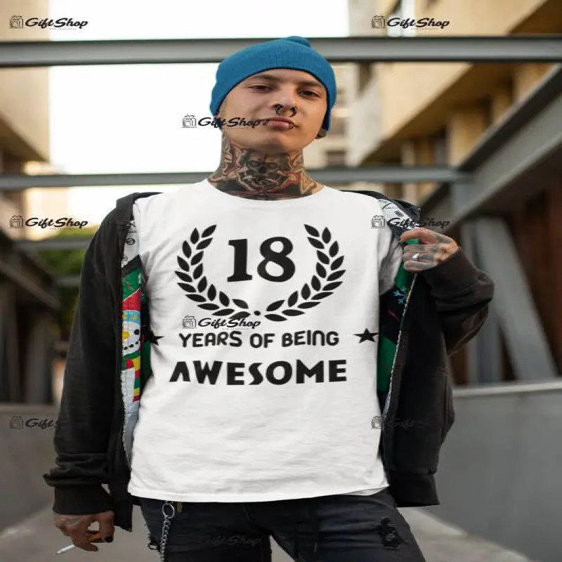 18 years of being awesome, se adauga anul dorit, tricou cu mesaj b
