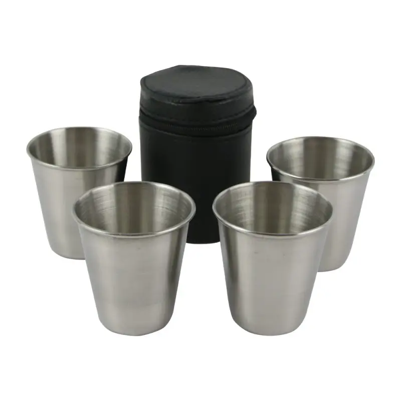 Set 4 pahare din inox cu husa av