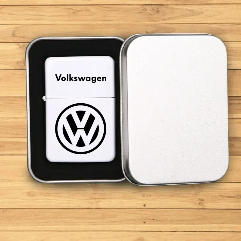 Volkswagen, bricheta metalica gravata laser cu mesaj, model 1v