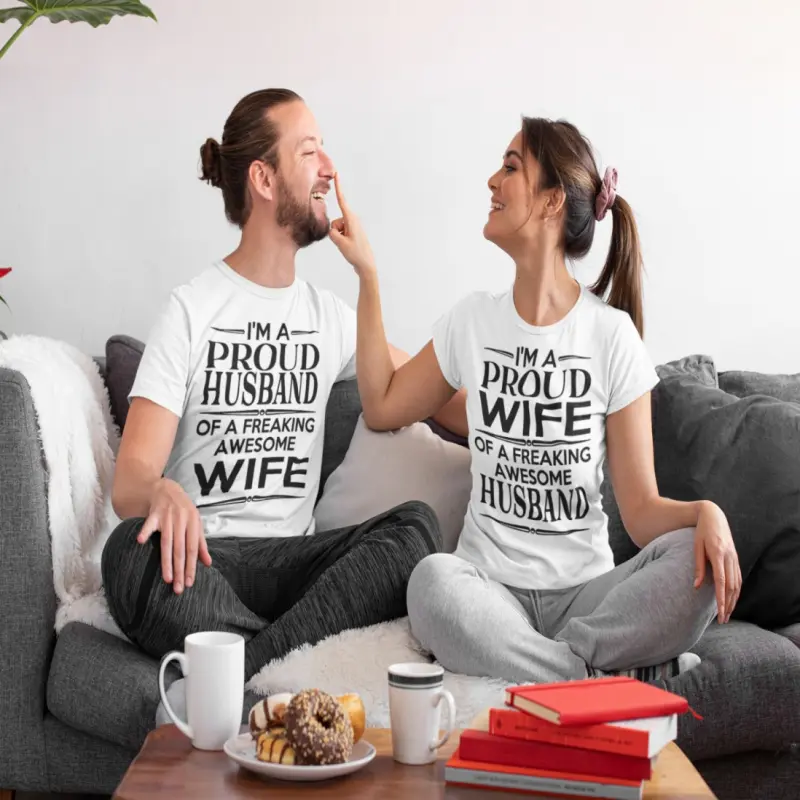 I`m a proud wife & husband, set 2 tricouri cu mesaje