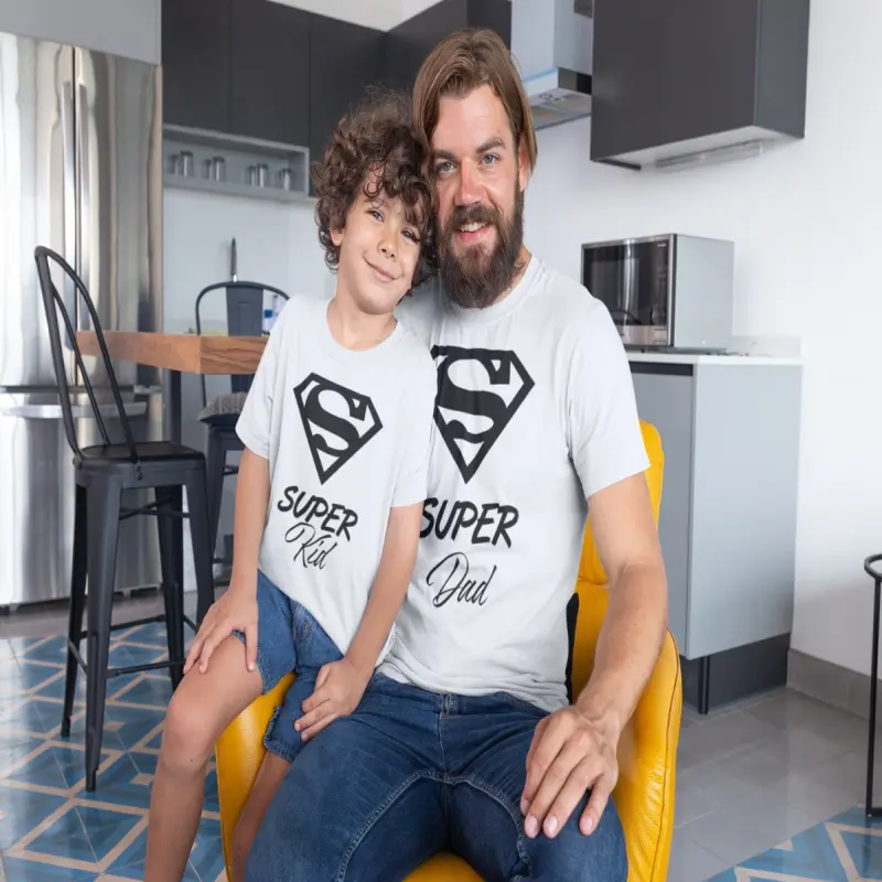 Super dad & kid, set 2 tricouri cu mesajev