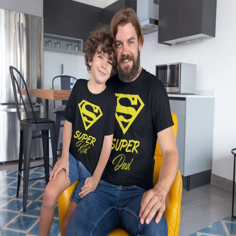 Super dad & kid, set 2 tricouri cu mesajev