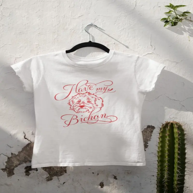 I love my bichon, tricou alb cu mesaj
