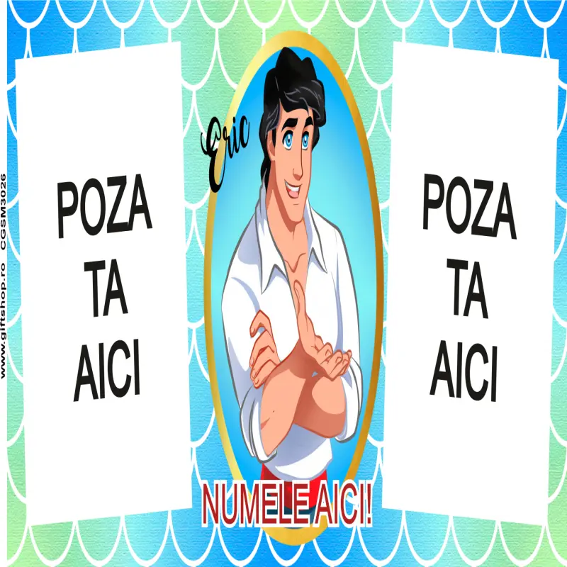 Eric, model 2, cana din ceramica, 330ml, personalizata cu 2 poze si 1 text