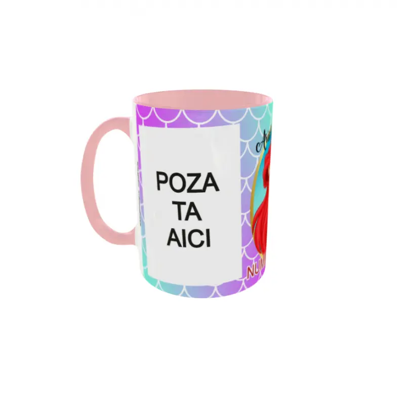 Ariel, model 3, cana din ceramica, 330ml, personalizata cu 2 poze si 1 textv