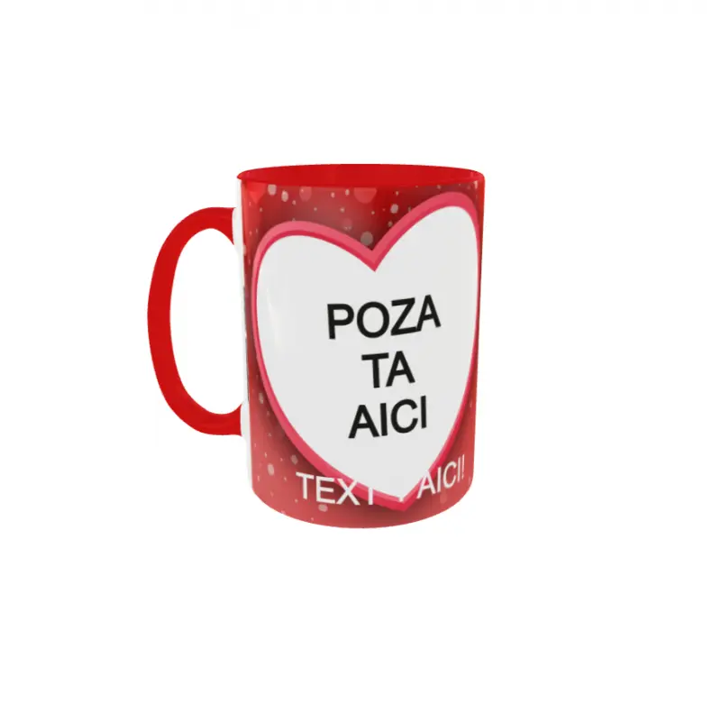 Hearts, model 1, cana din ceramica, 330ml, personalizata cu 2 poze si 1 textv