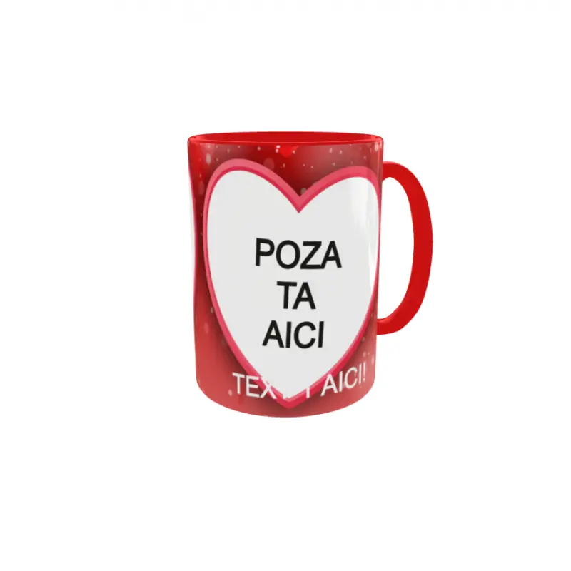 Hearts, model 1, cana din ceramica, 330ml, personalizata cu 2 poze si 1 textv