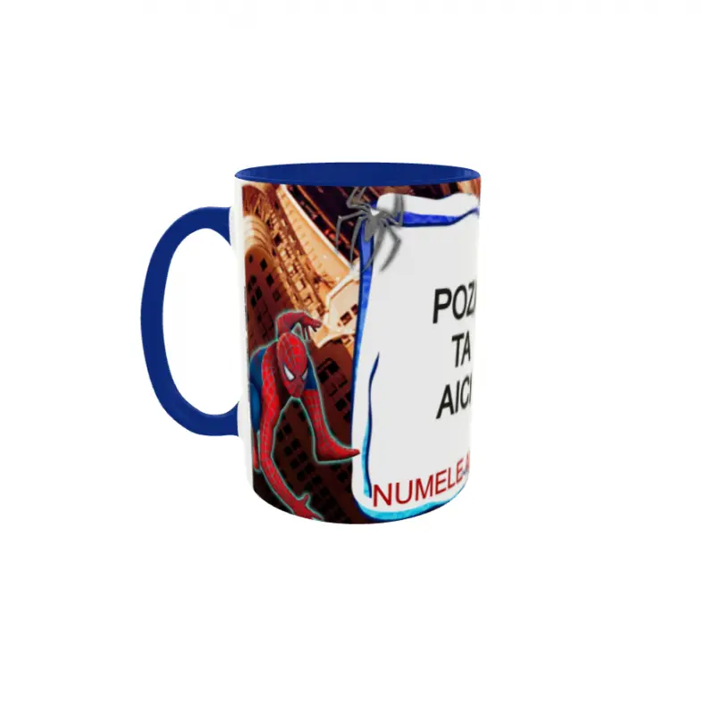 Spiderman, model 1, cana din ceramica, 330ml, personalizata cu poza si textv