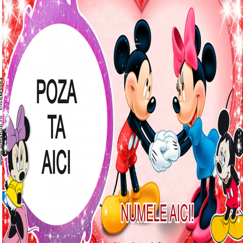 Mickey minnie mouse, model 1, cana din ceramica, 330ml, personalizata cu poza si text