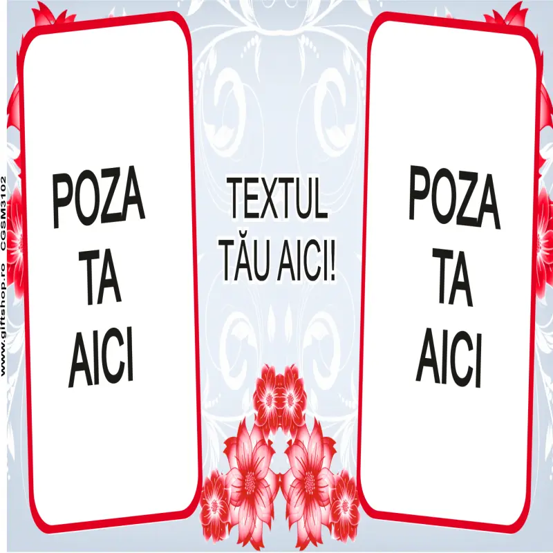 Cana, personalizata cu  2 poze si 1 text, 330ml, model 3102v