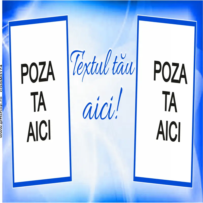 Cana, personalizata cu 2 poze si text, 330ml, model 3174