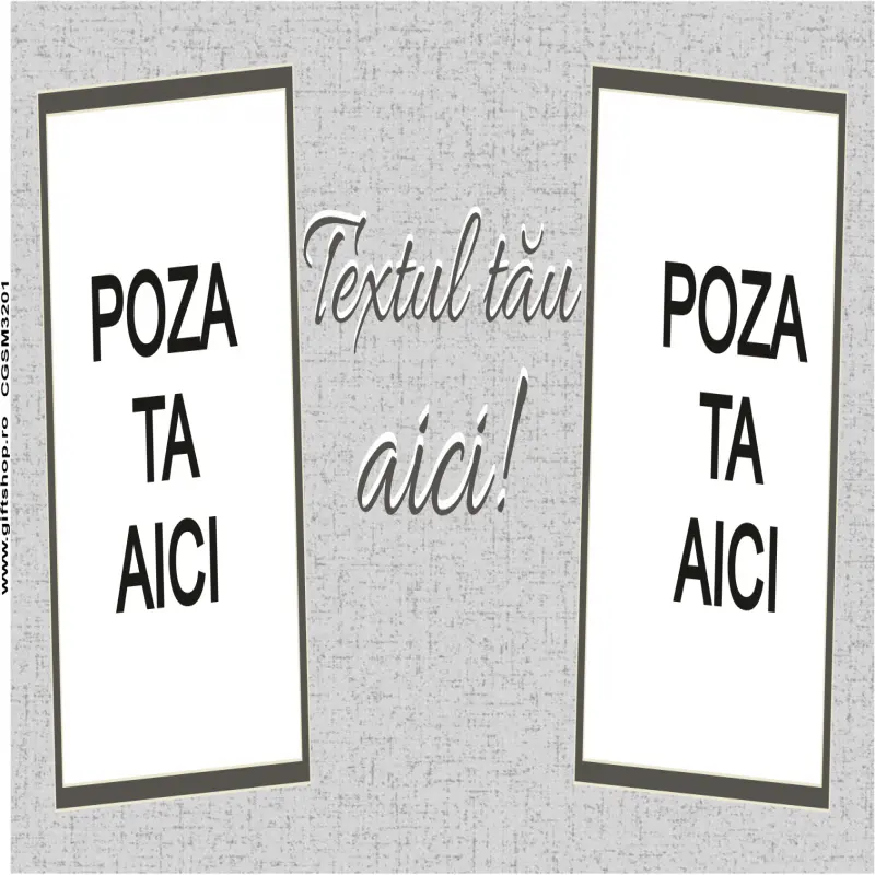 Cana, personalizata cu 2 poze si text, 330ml, model 3201
