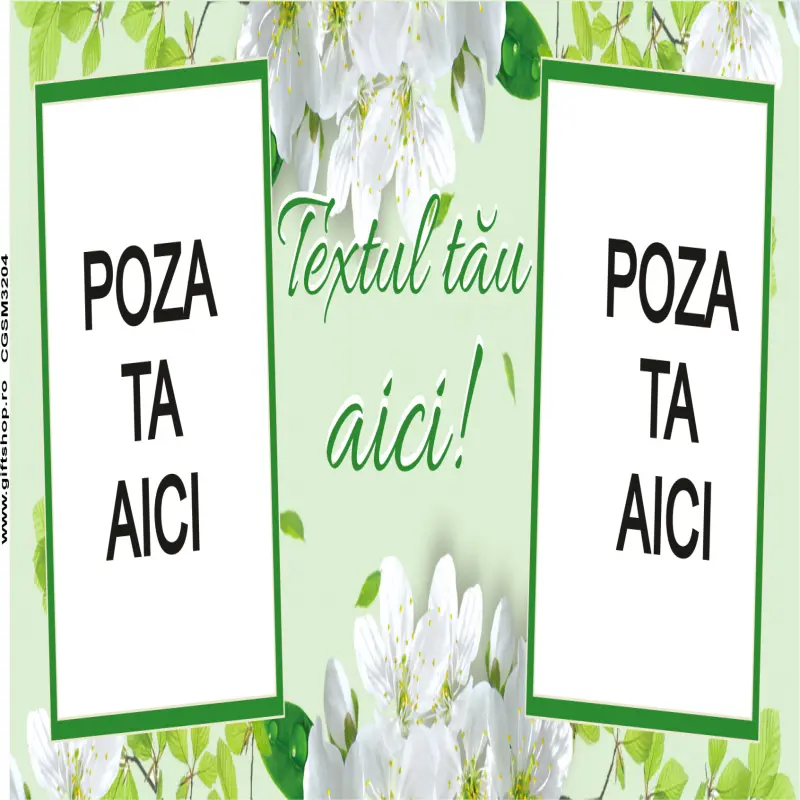 Cana, personalizata cu 2 poze si text, 330ml, model 3204