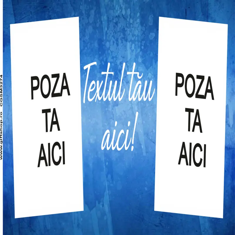 Cana, personalizata cu 2 poze si text, 330ml, model 3274