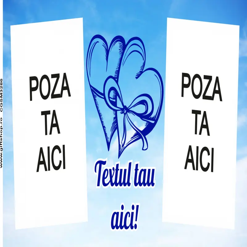 Cana, personalizata cu 2 poze si text, 330ml, model 3286