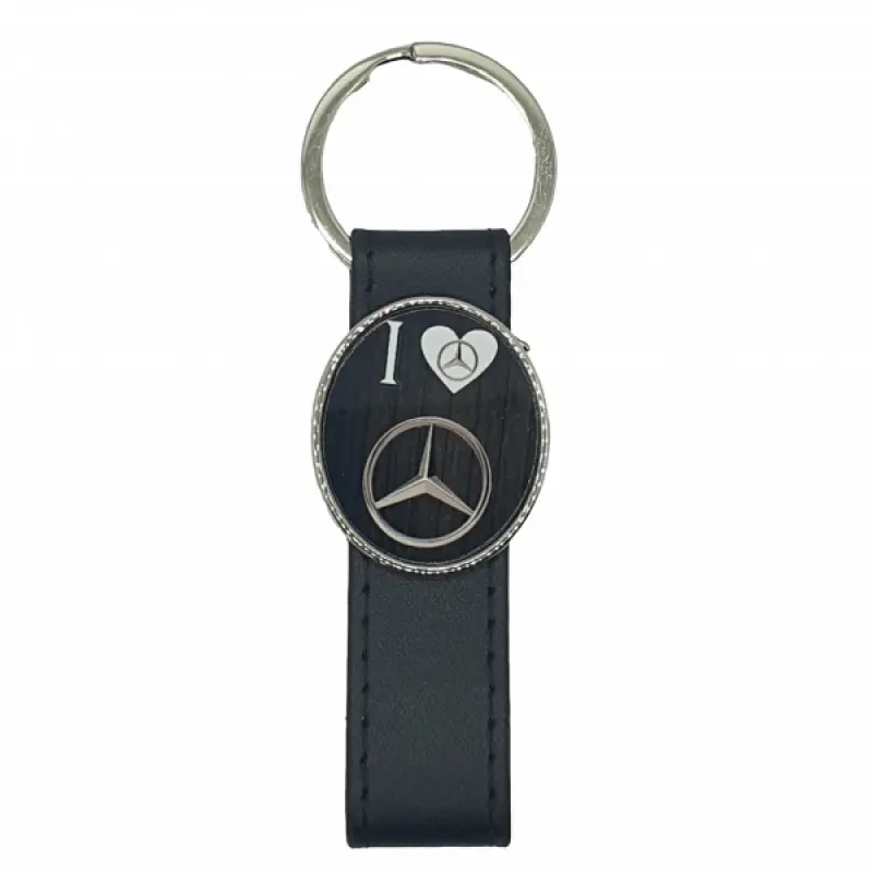 Mercedes, breloc cu mesaj din metal cu piele negru