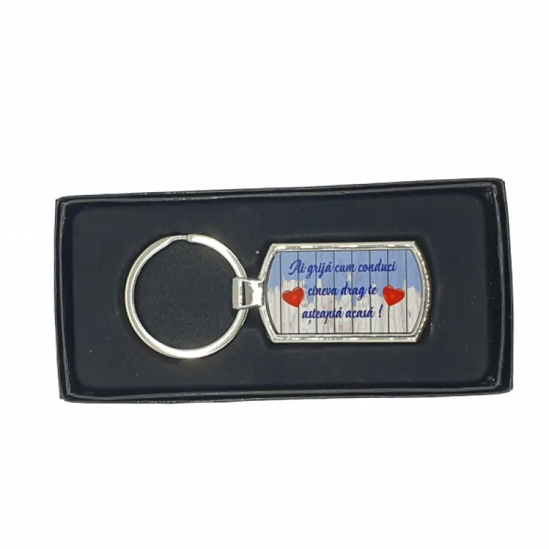Ai grija cum conduci cineva drag te asteapta acasa, breloc din metal cu mesaj, model 1v