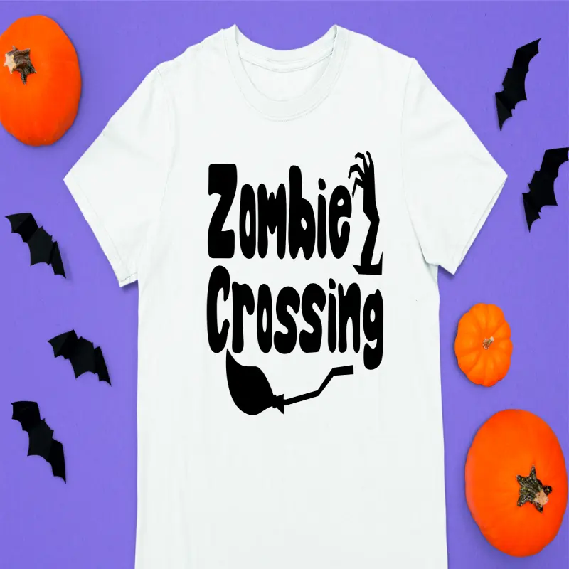 Zombie crossing, tricou cu mesaj