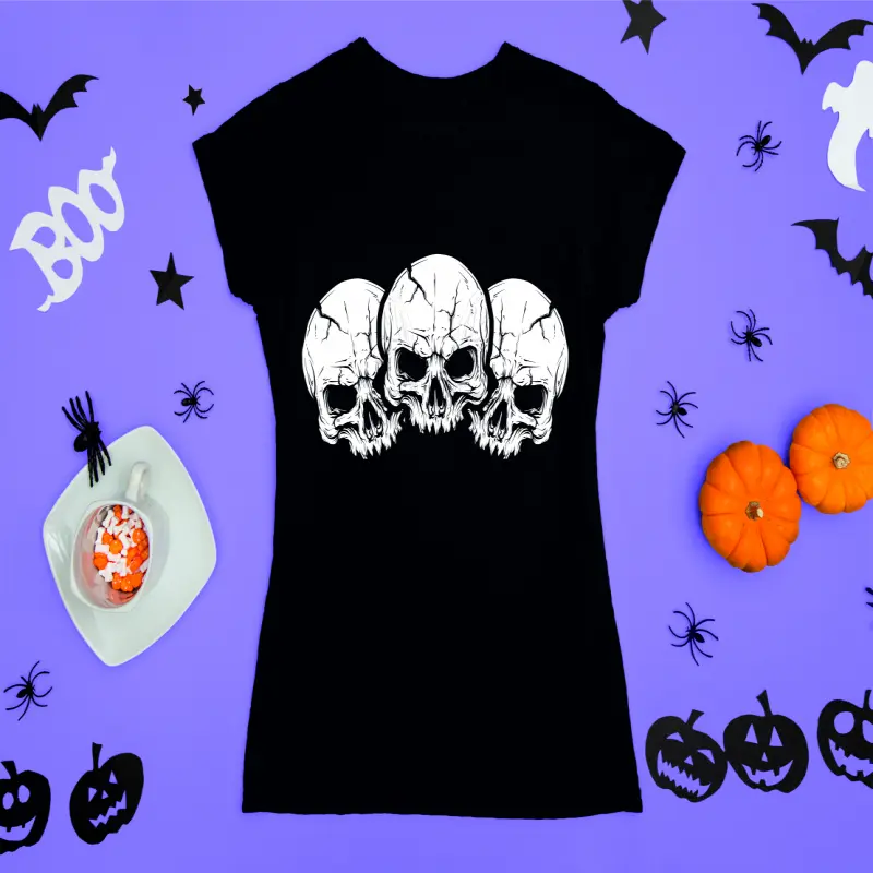 Three skulls, tricou cu mesajv
