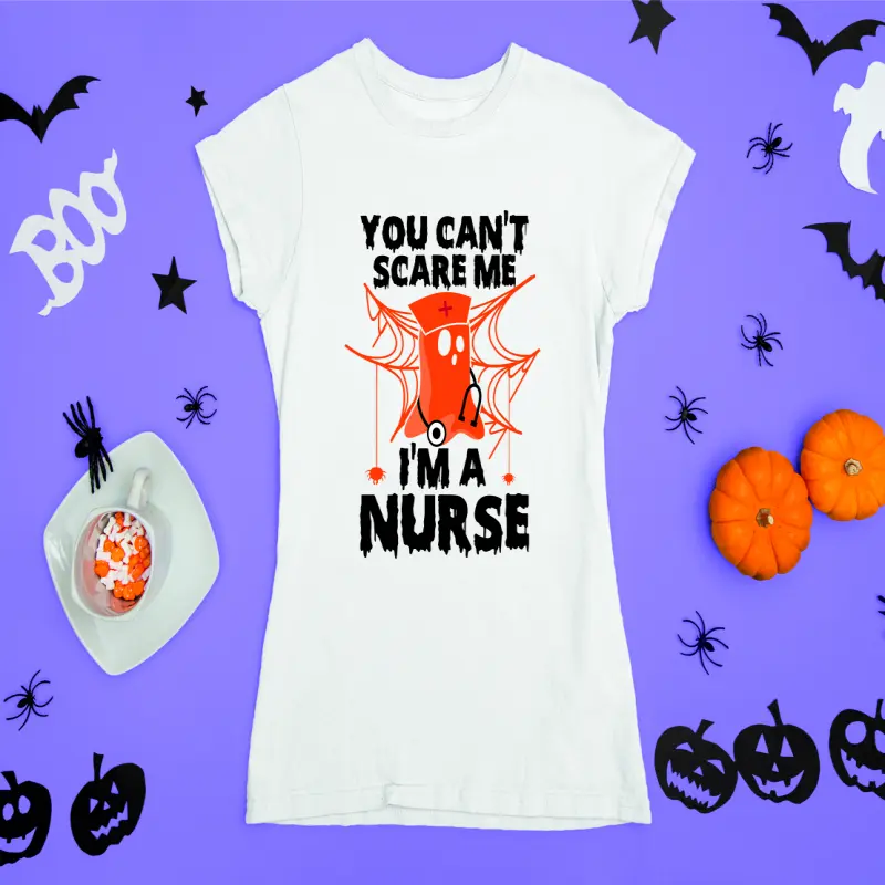 You can`t scare me  i`m a nurse, tricou cu mesaj