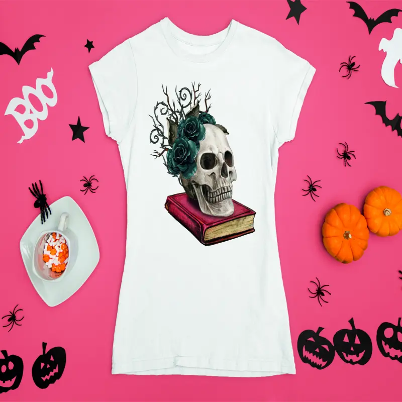 Skull book, tricou cu mesajv