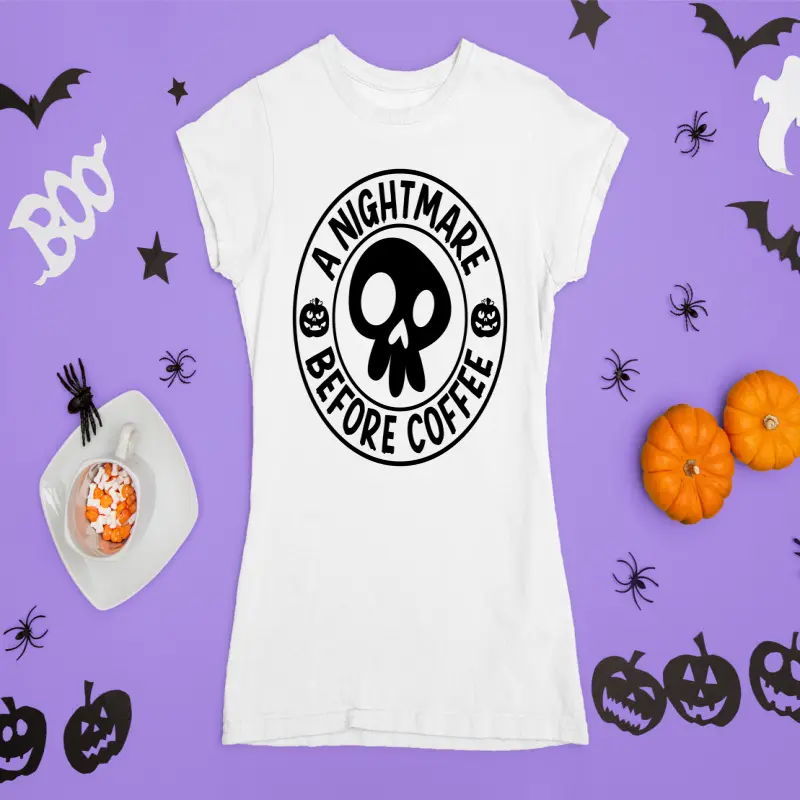 A nightmare before coffe, tricou cu mesajv
