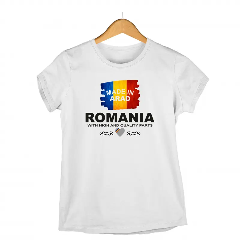 Made in arad romania, tricou cu mesaj - se poate schimba orasulv