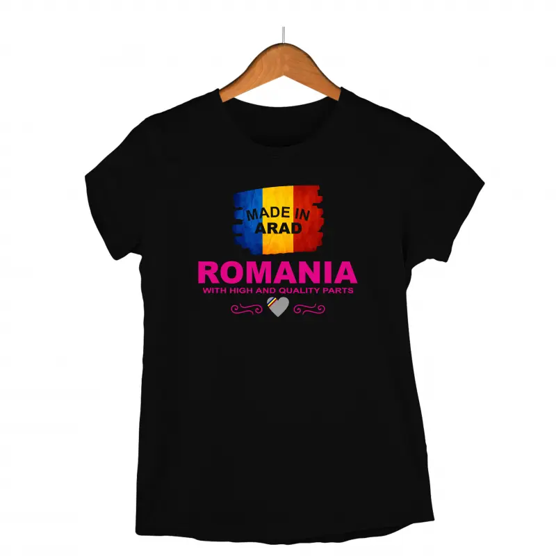 Made in arad romania, tricou cu mesaj - se poate schimba orasulv