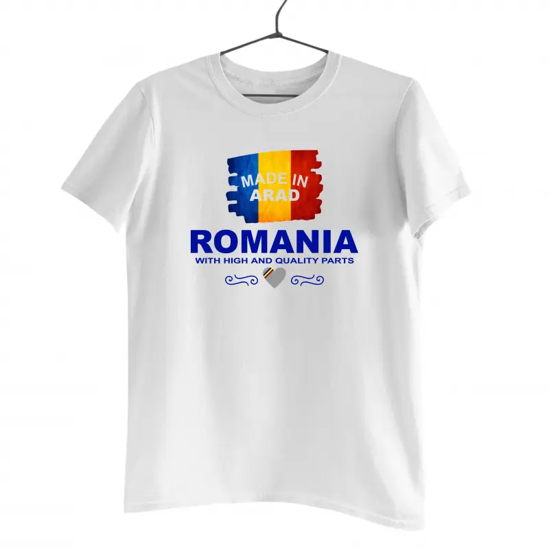 Made in arad romania, tricou cu mesaj - se poate schimba orasulv