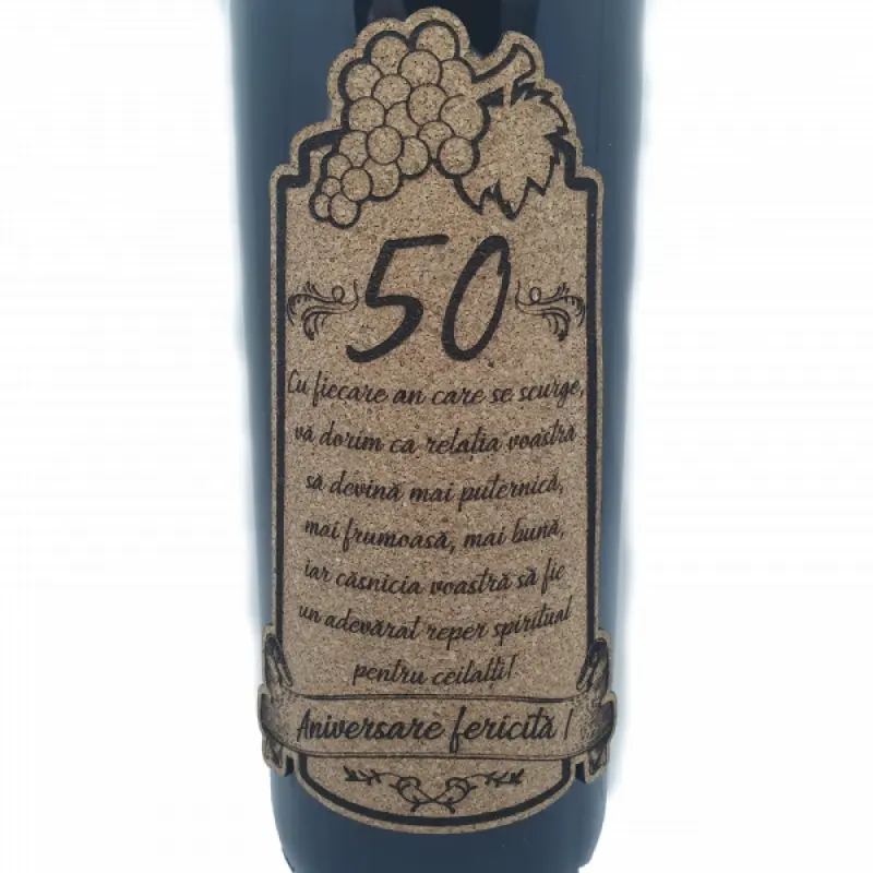 Aniversare fericita 50 de ani, vin rosu cabernet sauvignon, demisec, 750ml, 13.5% alcool
