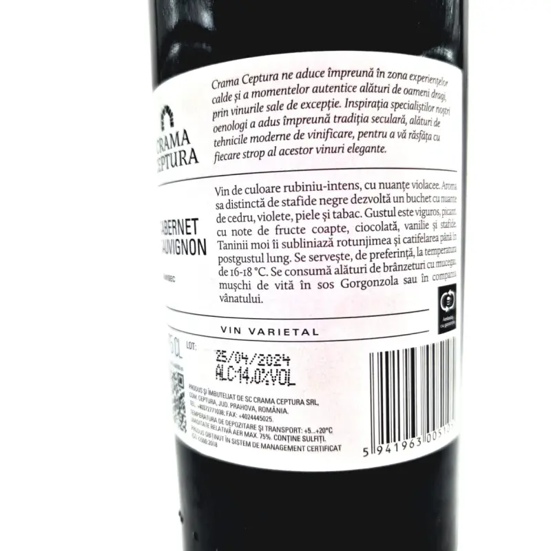 1989 este anul in care s-a nascut perfectiunea, editie limitata, vin rosu cabernet sauvignon, demisec, 750ml, 13.5% alcoolv