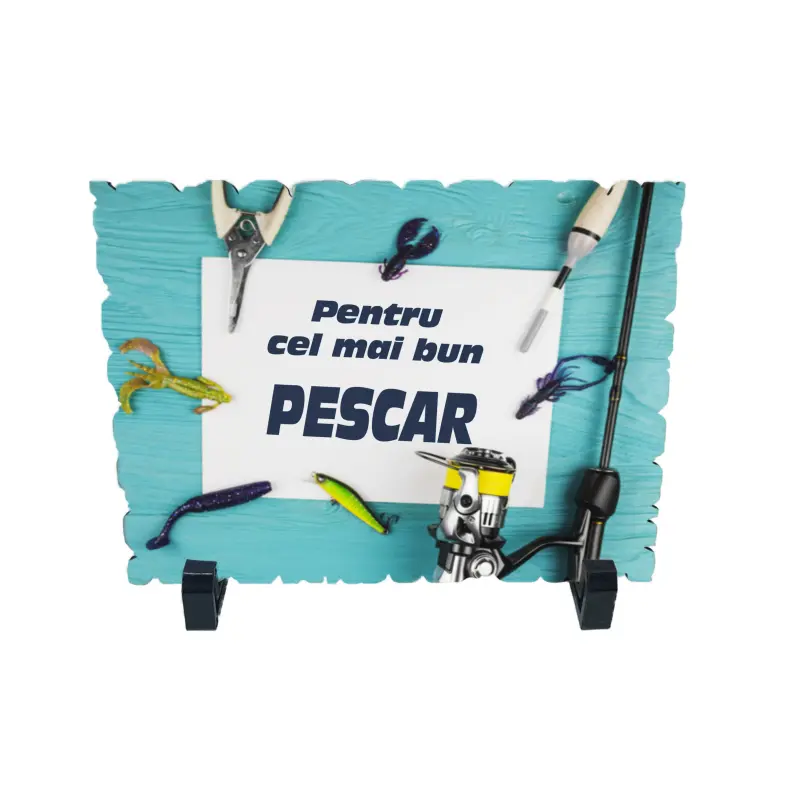 Pentru cel mai bun pescar, placheta cu mesaj, model av