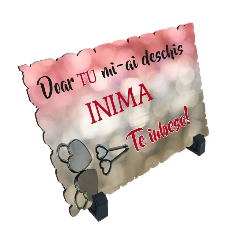 Doar tu mi-ai deschis inima, placheta cu mesaj, model av