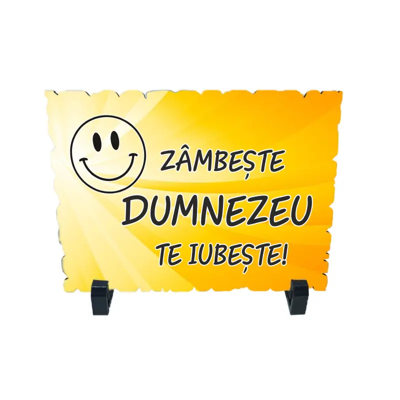 Zambeste dumnezeu te iubeste, placheta cu mesaj, model av