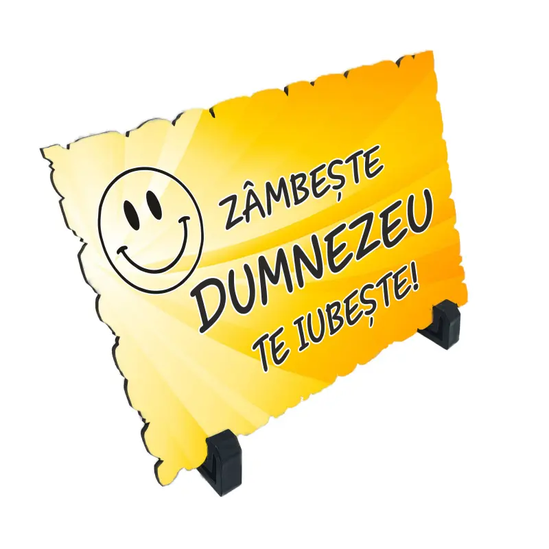 Zambeste dumnezeu te iubeste, placheta cu mesaj, model av