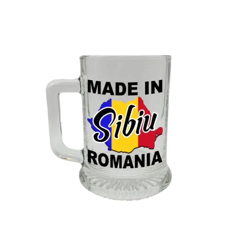 Made in sibiu romania, halba cu mesajv