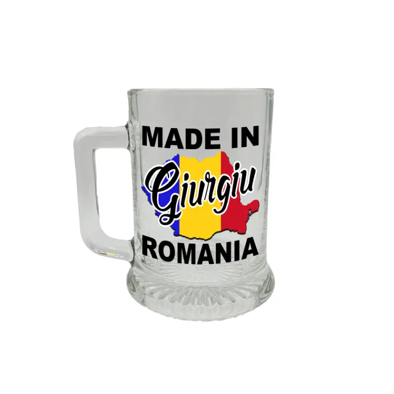 Made in giurgiu romania, halba cu mesajv