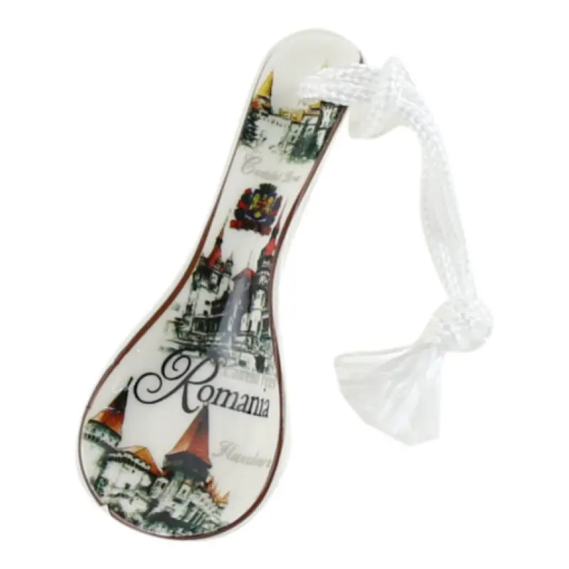 Castele romania,magnet de frigider lingurita din ceramica