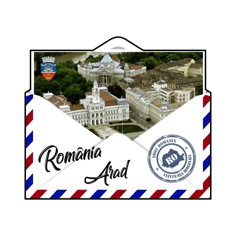 Arad romania, plic, magnet frigider mgs097v
