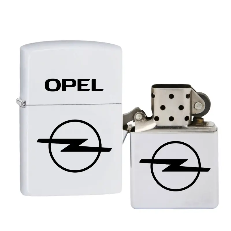 Opel, bricheta metalica gravata laser cu mesaj, model 2v