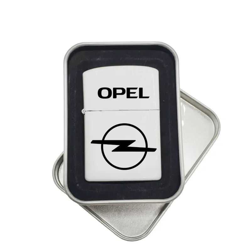 Opel, bricheta metalica gravata laser cu mesaj, model 2v