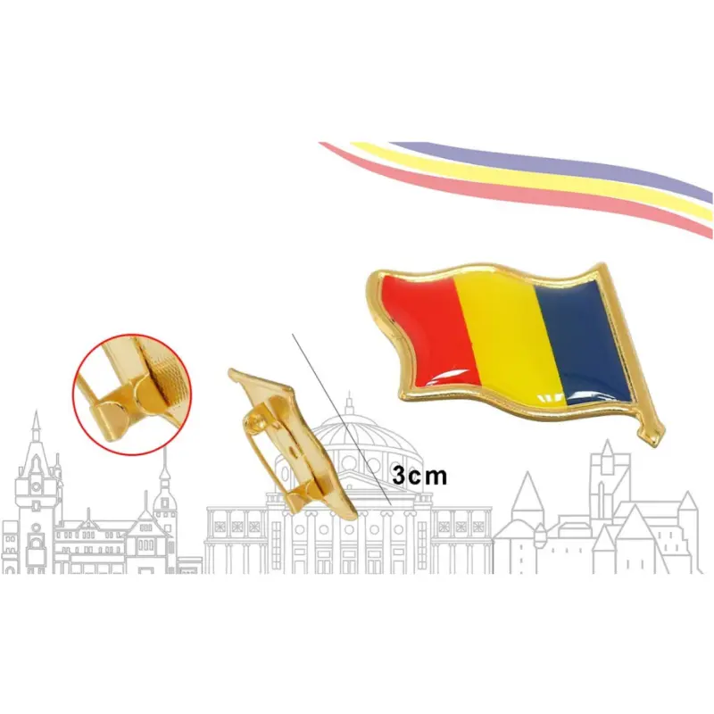 Insigna steag romania, din metal, model a