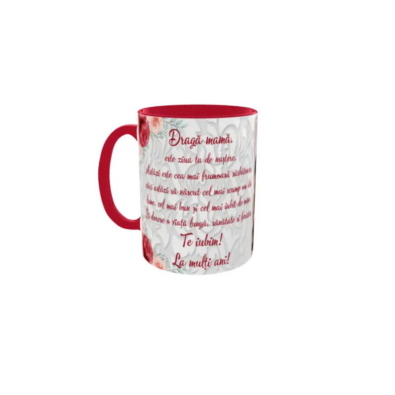 Draga mama este ziua ta de nastere, cana din ceramica, 330ml, personalizata cu 1 poza si text model 3366v